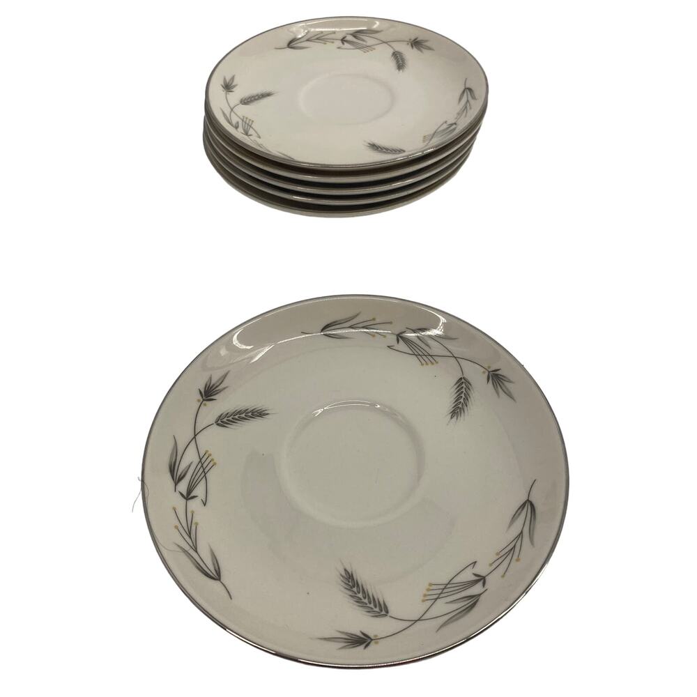 Set 6- 1950s Vintage Saucers “Silver Wheat” 6” Taylor Smith Taylor Taylorton